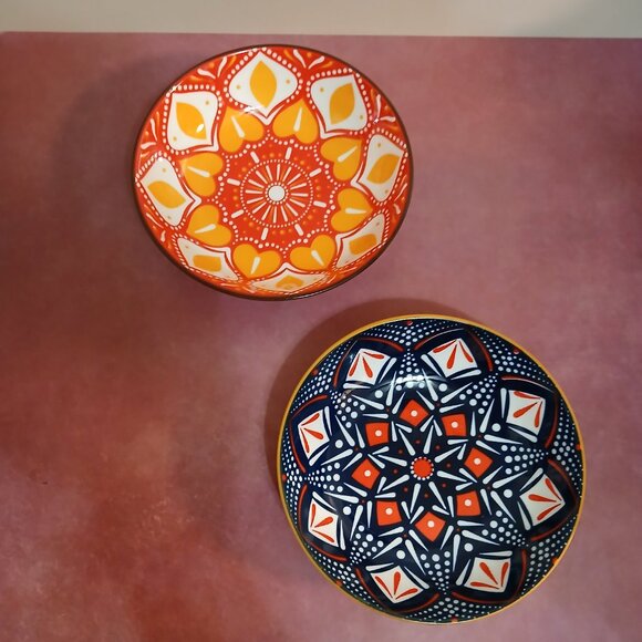 Set of Six Brilliantly Colored Mandala Design Bowls - Picture 4 of 6